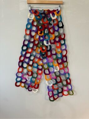 Pomegranate Moon Wool Lagenlook Colorful Open-Knit Loop Scarf One Size